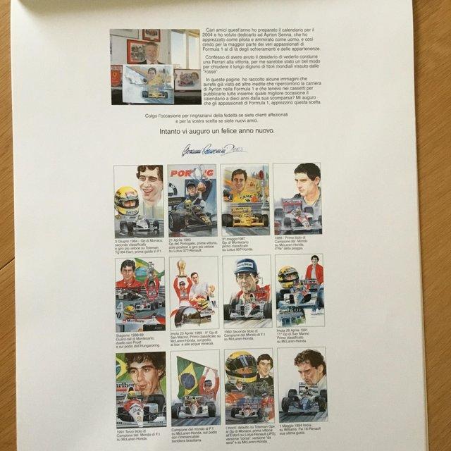 Preview of the first image of 30th Anniversary Ayrton Senna Autograph + 2004 Ltd Calendar.