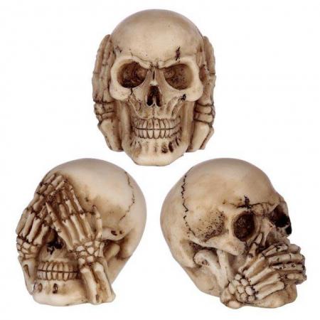 Image 1 of Speak No, Hear No, See No Evil Set of 3 Skulls. Free uk Post