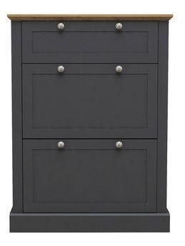 Preview of the first image of DEVON 3 TIER SHOE RACK CHARCOAL AND OAK.
