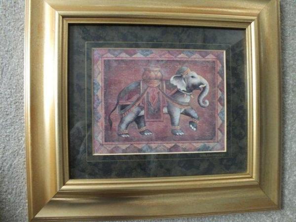 Image 1 of Pair of Framed Elephant Pictures
