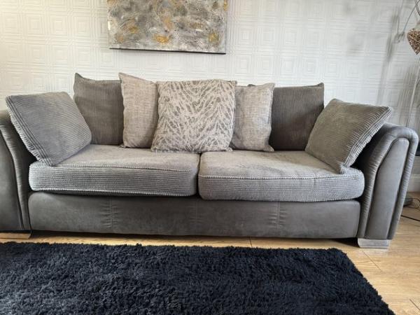 Image 1 of DFS 3-4 seater sofa in charcoal grey
