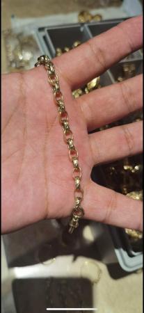 Image 3 of 9ct gold baby oval link belcher bracelet