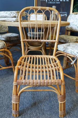 Image 13 of Mid C Wicker Dining Table & 6 'Peacock' Style Chairs 1970s