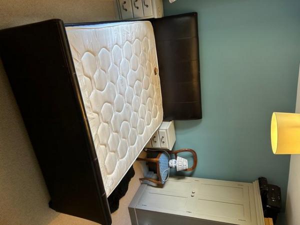 Image 1 of King Size Faux leather sleigh bed plus optional mattress