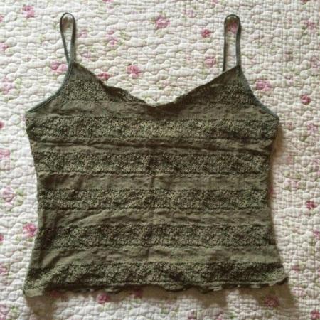 Image 1 of Sz16 PRINCIPLES Green Stretchy Lace Strappy Top