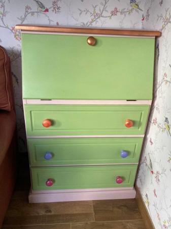 Image 3 of Upcycled painted pine bureau with drawers