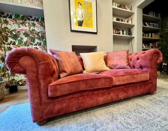 Image 1 of Chesterfield Sofa in vintage velvet, 2yrs old