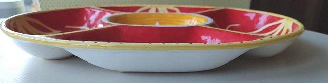 Image 2 of Hand painted red & yellow earthenware serving platter
