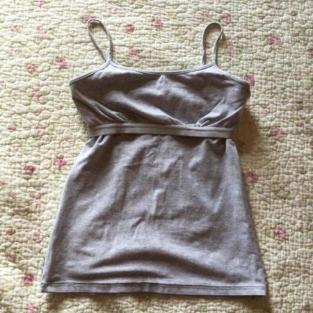 Image 4 of SzS GAP Grey Marl Stretch Cotton Cami, Built In Bra Support