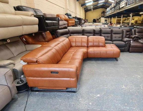 Image 5 of Packham Metz caramel leather electric recliner corner sofa