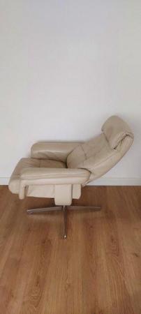 Image 2 of Reclining Leather Swivel Armchair and Footstool
