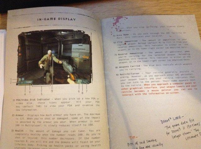 Preview of the first image of Doom 3 original PC manual with CD key / serial number.