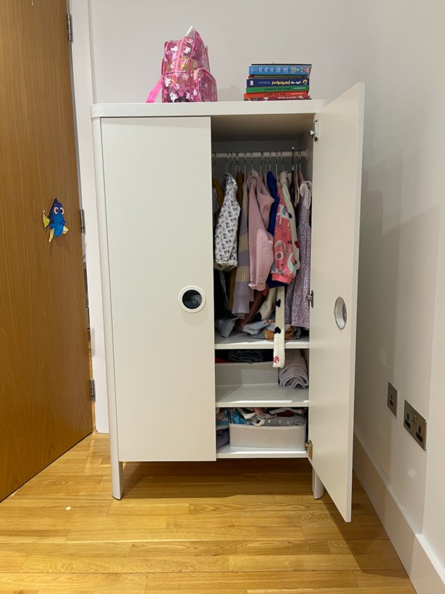Preview of the first image of IKEA, Busunge, Kids wardrobe, white, 80x139 cm.