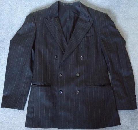 Image 1 of Pierre Cardin black striped double-breasted suit wool jacket