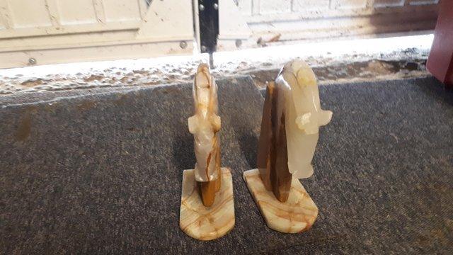 Image 2 of Pair Italian Marble Onyx Horse Heads Bookends