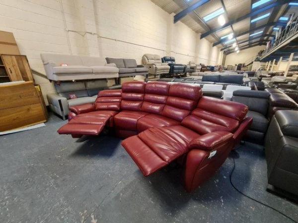 Image 12 of Broxton red leather curved electric recliner 4 seater sofa