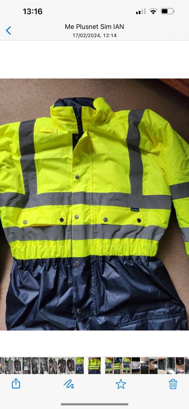 Preview of the first image of Mens overalls xl waterproof high viz quality.