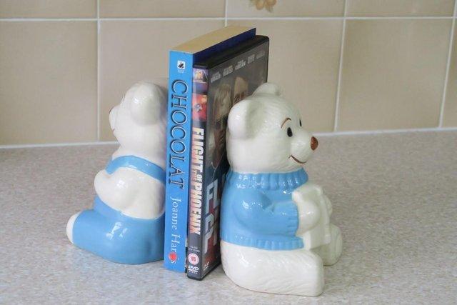 Preview of the first image of Pair of Vintage Boots Teddy Bear Bookends Made by Wade.