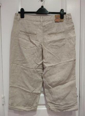 Image 6 of Mantaray MTY Crosshatch Linen Blend Trousers UK 12 Cropped