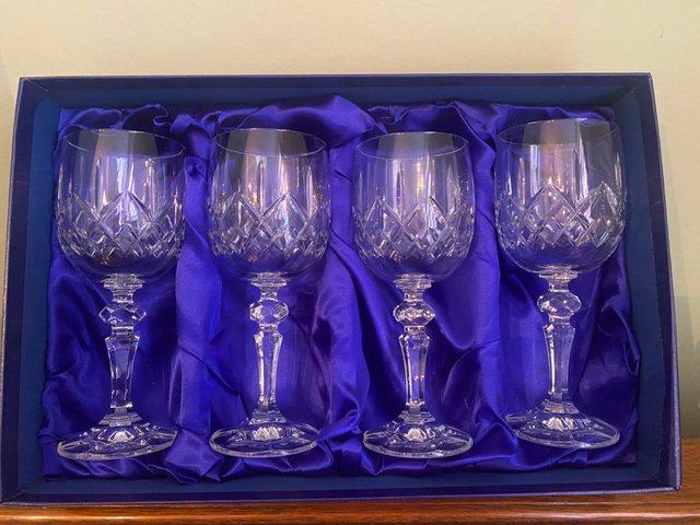 Preview of the first image of 4 Royal Doulton Finest Crystal Wine Glasses (new).
