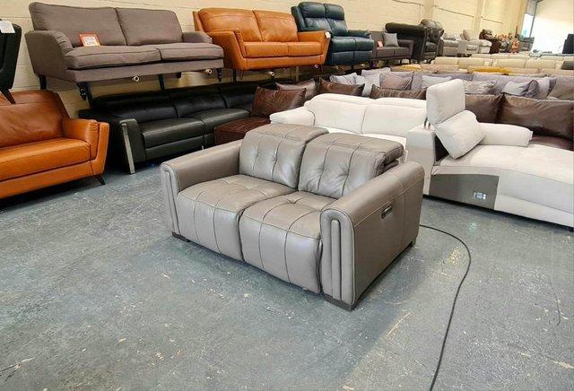 Image 12 of Alessio grey leather electric recliner 2 seater sofa