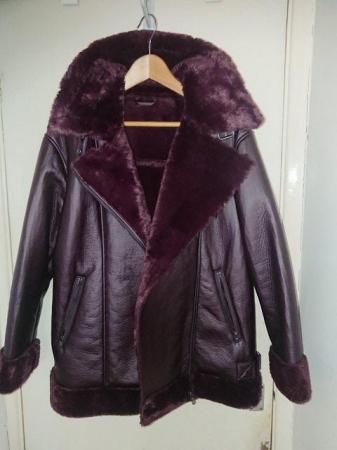 Image 3 of Ladies Dark Burgundy M&S Biker Jacket Size 14