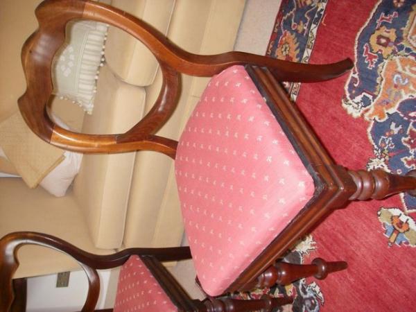 Image 1 of Four Victorian mahogany balloon back chairs