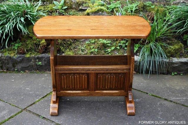 Image 54 of AN OLD CHARM VINTAGE OAK MAGAZINE RACK COFFEE LAMP TABLE