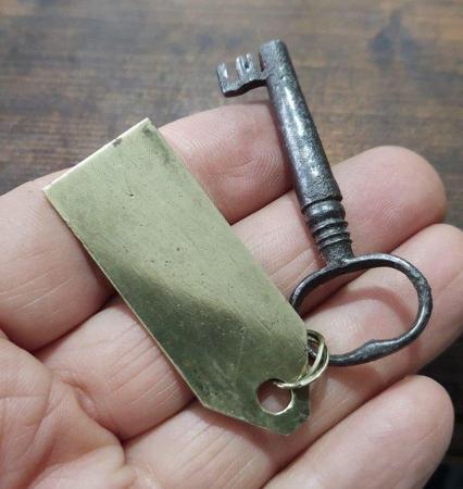 Image 1 of Small Brass Key Ring Tab & Key