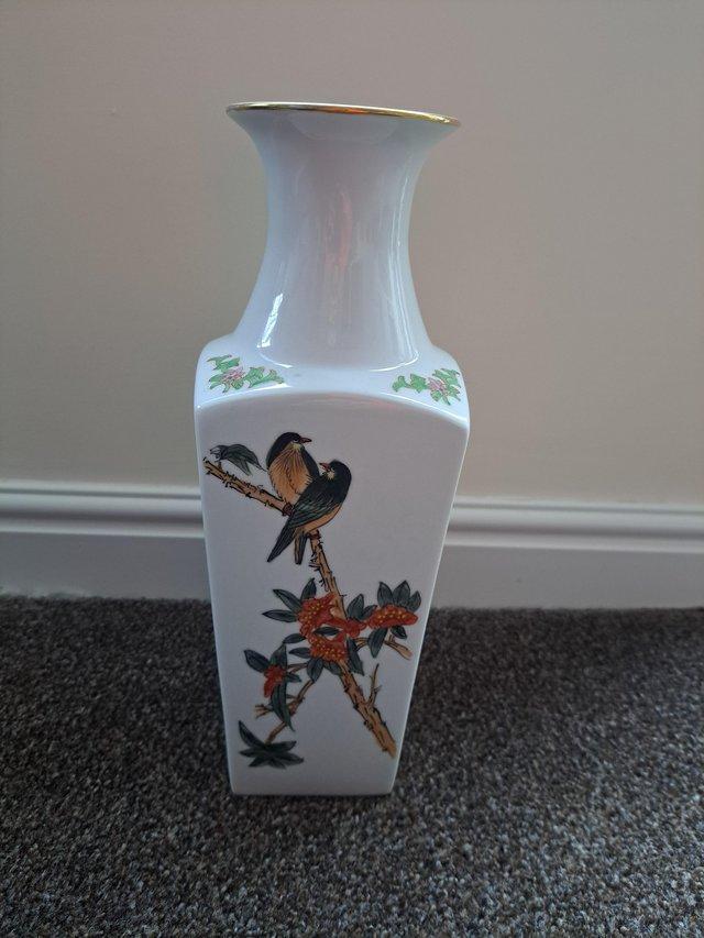 Preview of the first image of Chinese Hand Painted White Porcelain Vase.