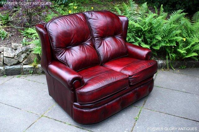 Image 106 of SAXON OXBLOOD RED LEATHER CHESTERFIELD SETTEE SOFA ARMCHAIR