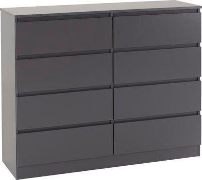 Image 1 of MALVERN 8 DRAWER CHEST - GREY  Assembled Sizes W x D x H (MM
