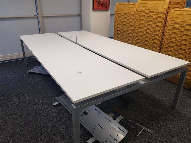 Preview of the first image of White Office 4 Person Pod Hot Desk Computer  Task Desk.