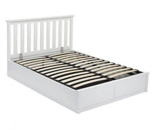 Image 1 of King white Oxford lift bed frame
