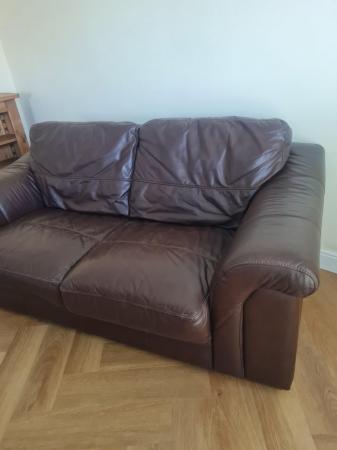 Image 3 of Leather sofa, chocolate brown