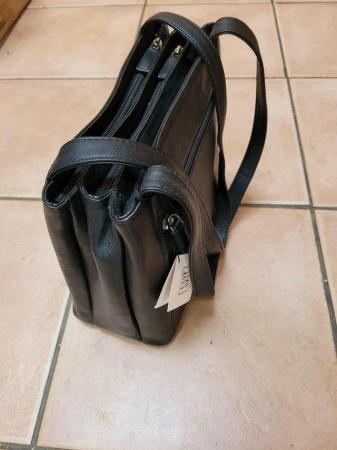 Image 2 of New black leather shoulder bag with 4 zipped sections