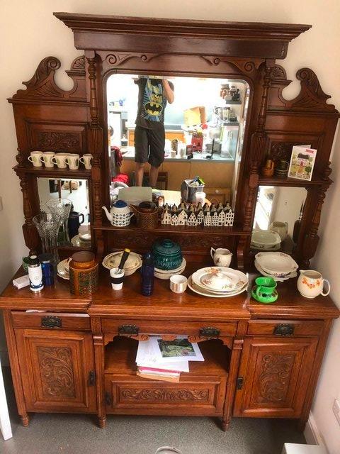 Preview of the first image of Light Oak Welsh dresser/sideboard Victorian? mirror.