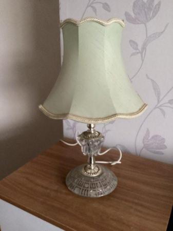 Image 1 of Bedside Light. Glass base, pale green coloured shade.