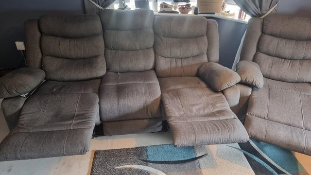 Image 3 of 3 and 2 recliner fabric sofa