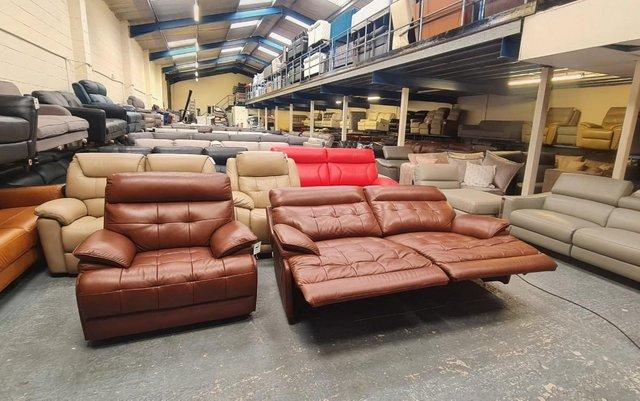 Image 6 of La-z-boy Knoxville brown leather 3 seater sofa and armchair