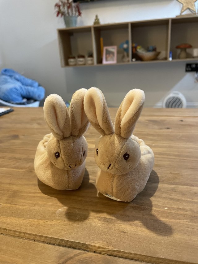 Preview of the first image of Baby slippers - how much do I love you bunny.