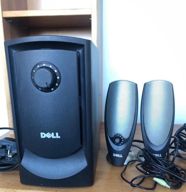 Preview of the first image of Dell Computer Subwoofer Speaker and Two Other Dell Speakers.