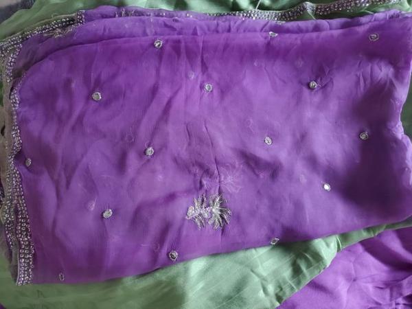 Image 2 of Purple and Green salwar kameez with Dupatta for sale