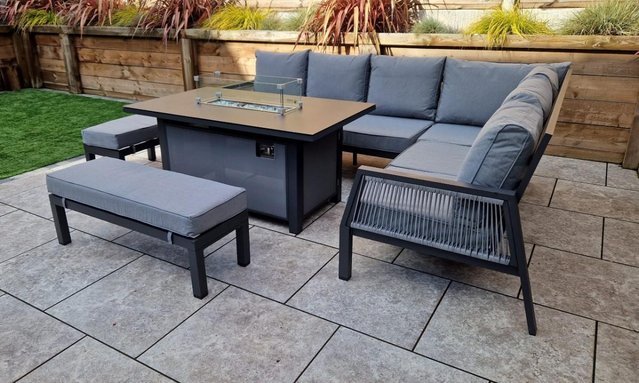 Image 1 of Bettina Corner Dining Set with Firepit Table