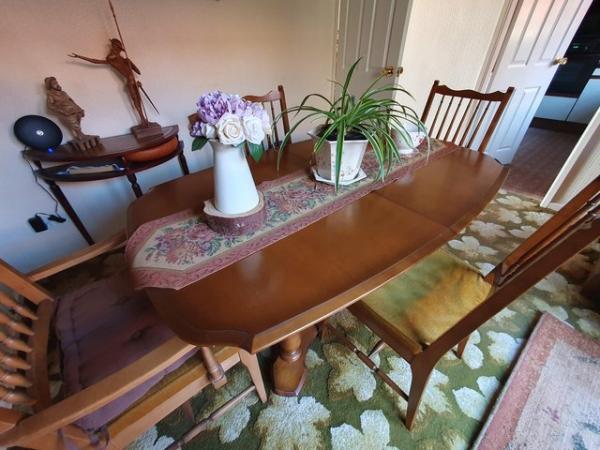 Image 1 of REDUCED Large Stag expanding dining table and 6 chairs