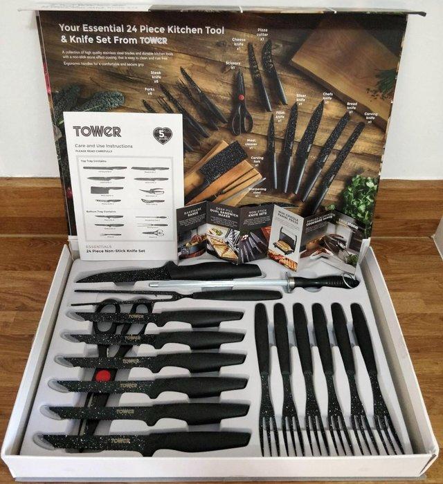 Preview of the first image of NEW Tower 24 piece Stainless Steel Cutting Knife set.
