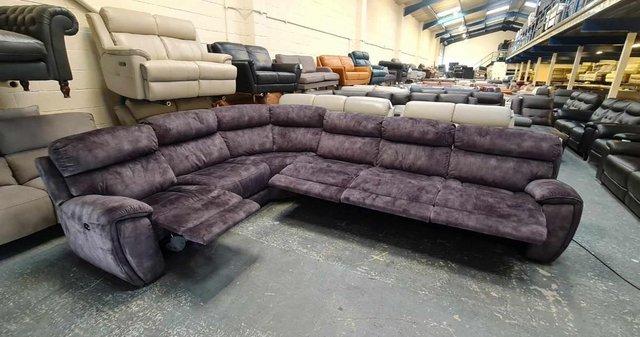 Image 3 of Radley Decent charcoal fabric electric recliner corner sofa