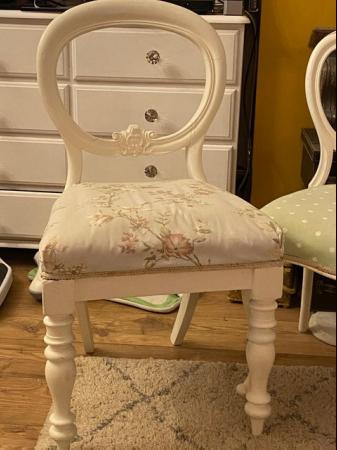 Image 2 of PRETTY VINTAGE WHITE PAINTED CHAIRS - BEDROOM / DINING ROOM