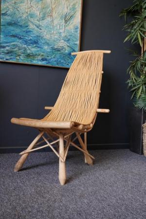 Image 2 of Mid Century 1970s Ash & Wicker Lounge Chair