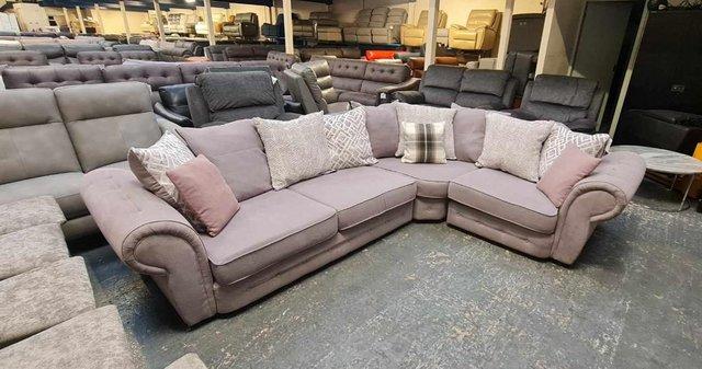 Image 9 of Gracie grey fabric chesterfield style corner sofa